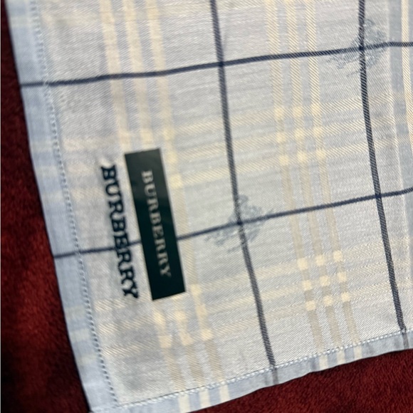 Burberry Light Blue and Cream Check Pocket Square - Picture 1 of 7